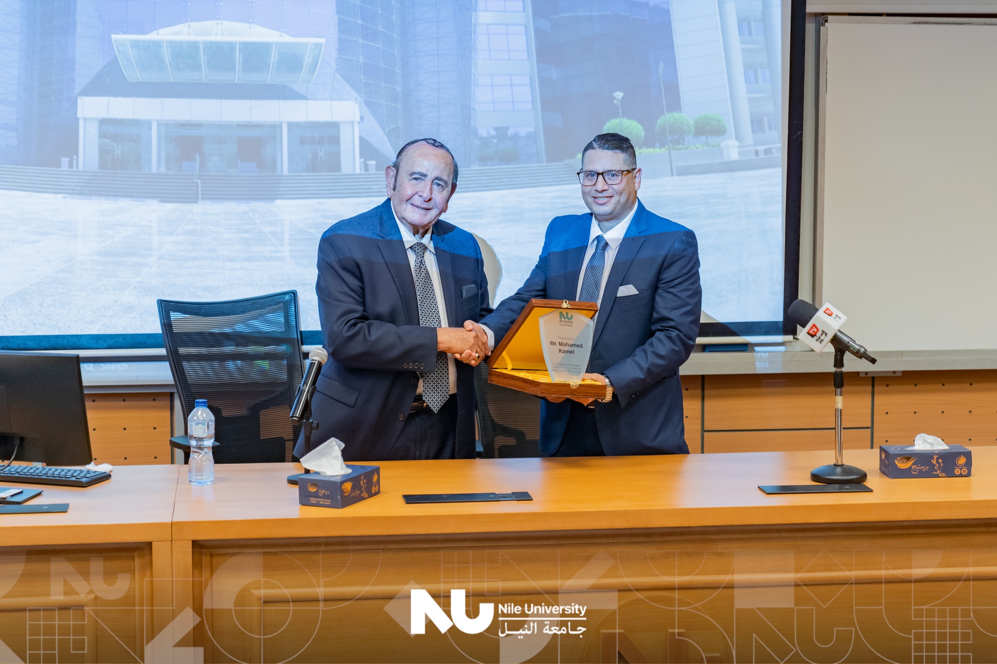 Nile University proudly honored Eng. Salah Diab and the Al-Masry Al-Youm family for their exceptional contributions and unwavering support toward NU’s continuous growth and advancement